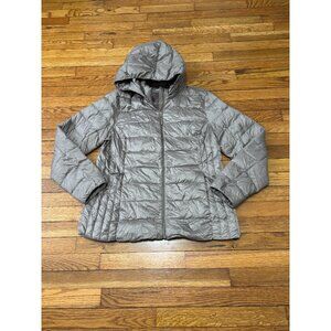 Heatkeep Women's Size XL Down Jacket Lightweight Packable Hooded Brown Zip Front